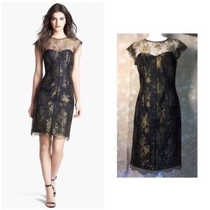 Black Gold Lace Cocktail Dress